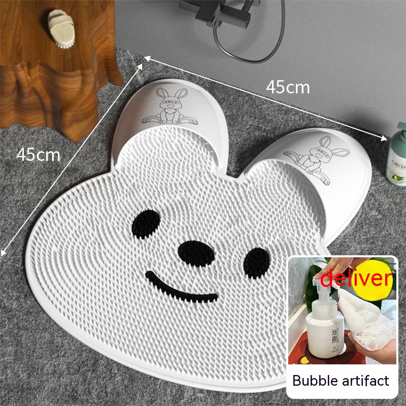 Alfombra de silicón antideslizante para baño, Acupuntura y masajeador para pies en forma de conejo