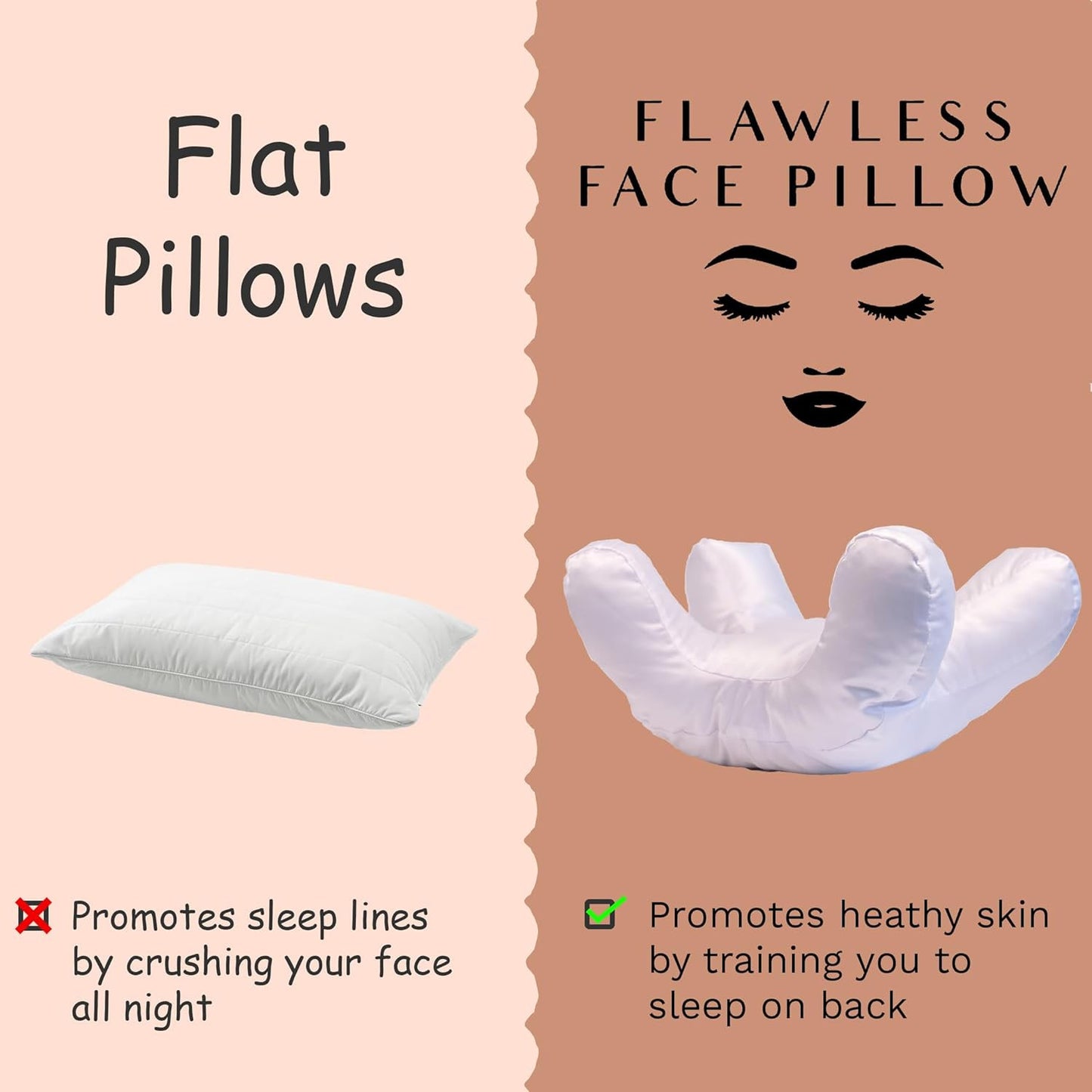 Almohada facial, almohada de belleza, almohada de masaje antiarrugas para dormir boca abajo