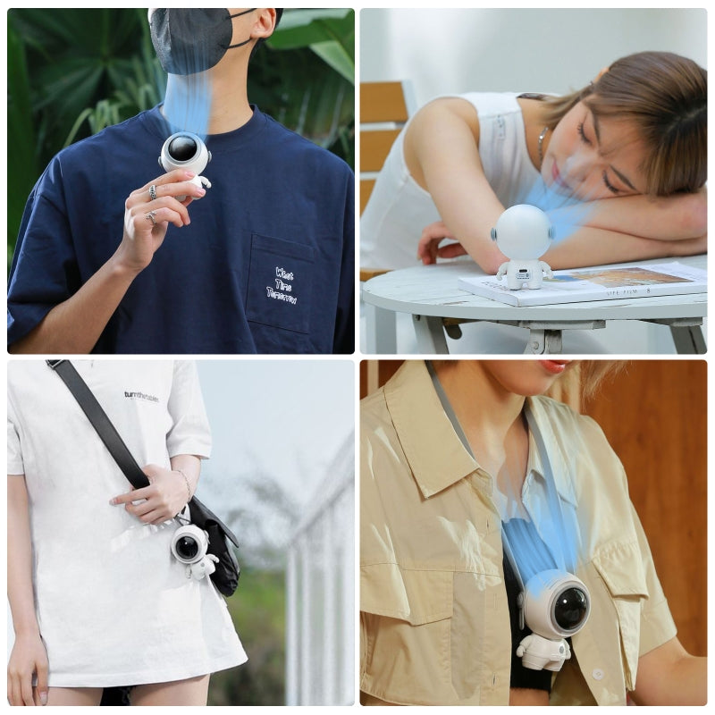 Ventilador personal para el cuello, ventilador pequeño de astronauta recargable por USB, mini ventilador sin aspas