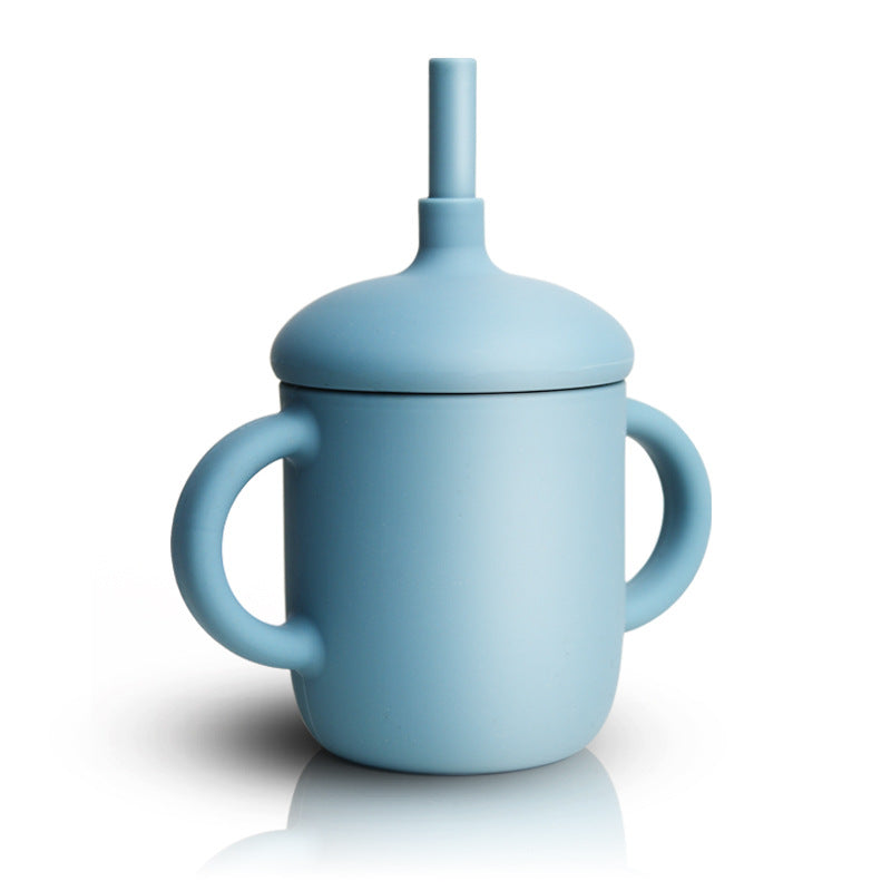 Diseño de taza de silicona, taza de alimentación de bebé, botella de agua con popote, taza para sorber de silicona