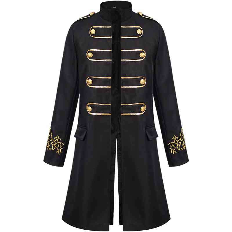 Chaqueta bordada de Halloween con botones dorados, Ropa de disfraz de soldado inglés; Conserje de hotel