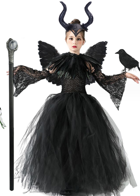 Vestido de bruja para disfraz de Halloween para niña