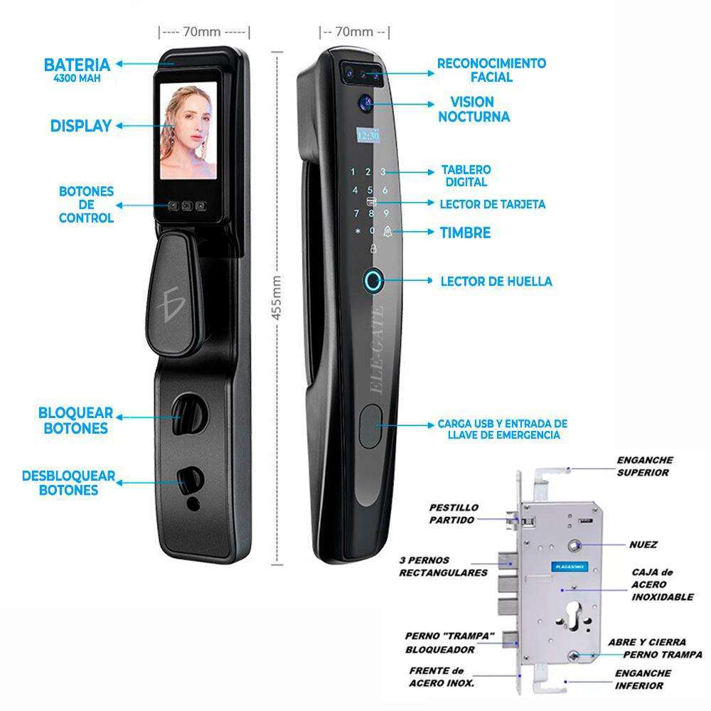 Cerradura Smart 5 en 1 con Huella, App y Cámara – Seguridad Total para tu Hogar