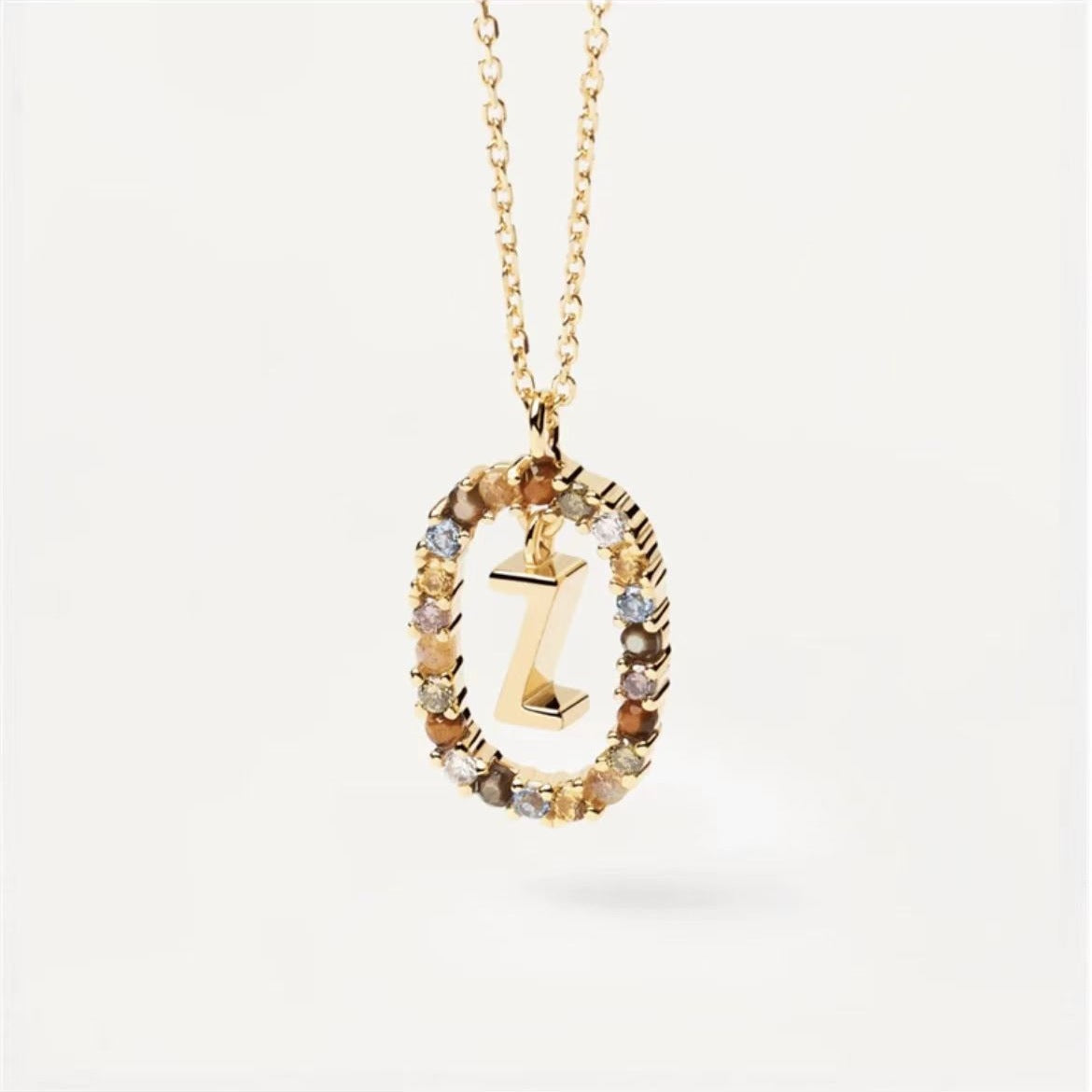 Collar de piedras de imitación con letras a elección, joyería de moda de 18 quilates