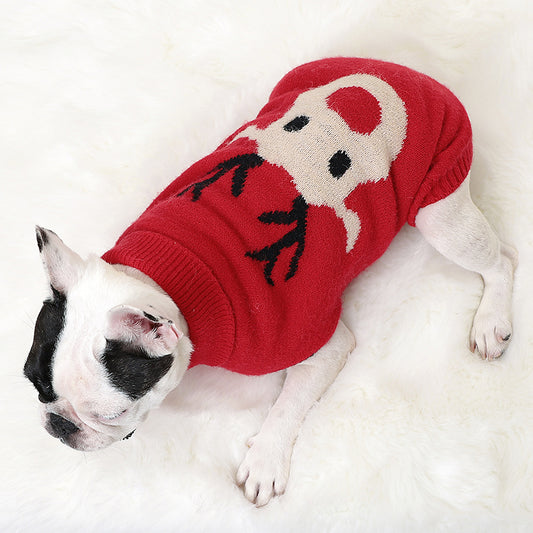 Suéter navideño para mascotas con estampado de alce, tejido de punto para perros y gatos, cálido para invierno, Navidad y Año Nuevo, ropa de punto para mascotas.