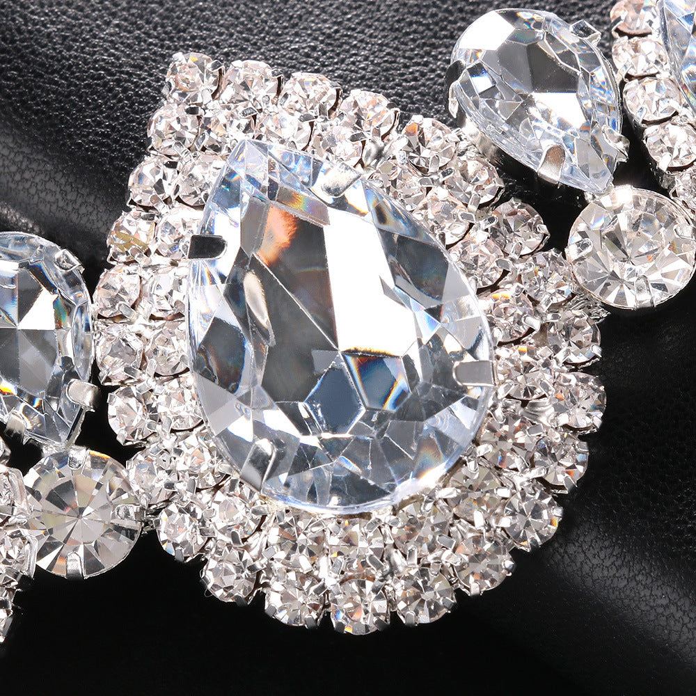 Collar de diamantes completo en forma de gota personalizado con diamantes de imitación, accesorios elegantes