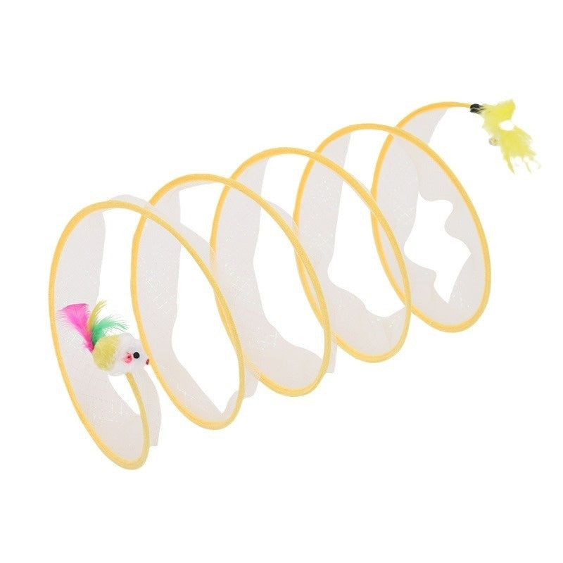 Túnel plegable para gatos tipo S, juguete de primavera, túnel para ratón