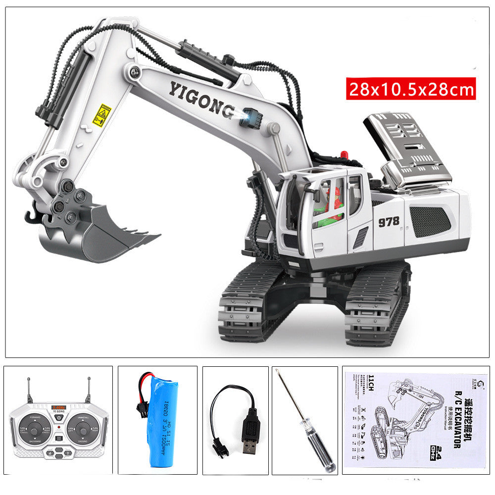 Excavadora Teledirigida De Aleación Recargable, Vehículo De Ingeniería Excavador juguete para niños