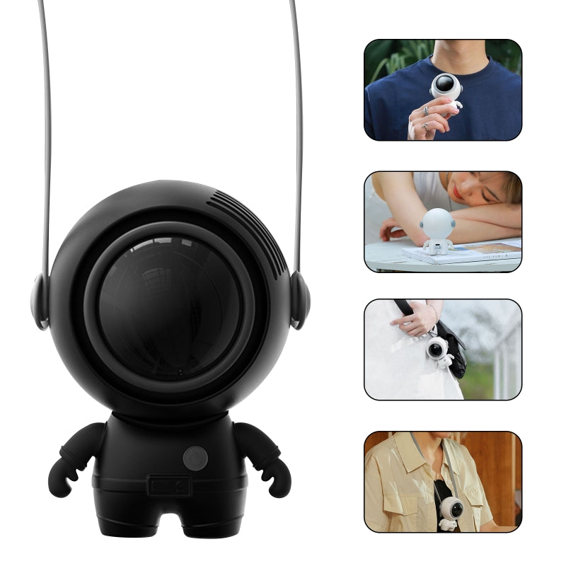 Ventilador personal para el cuello, ventilador pequeño de astronauta recargable por USB, mini ventilador sin aspas