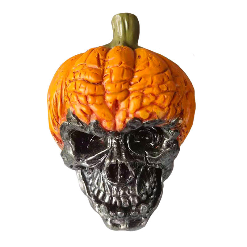 Adorno de resina de Halloween con calavera de calabaza malvada, decoración