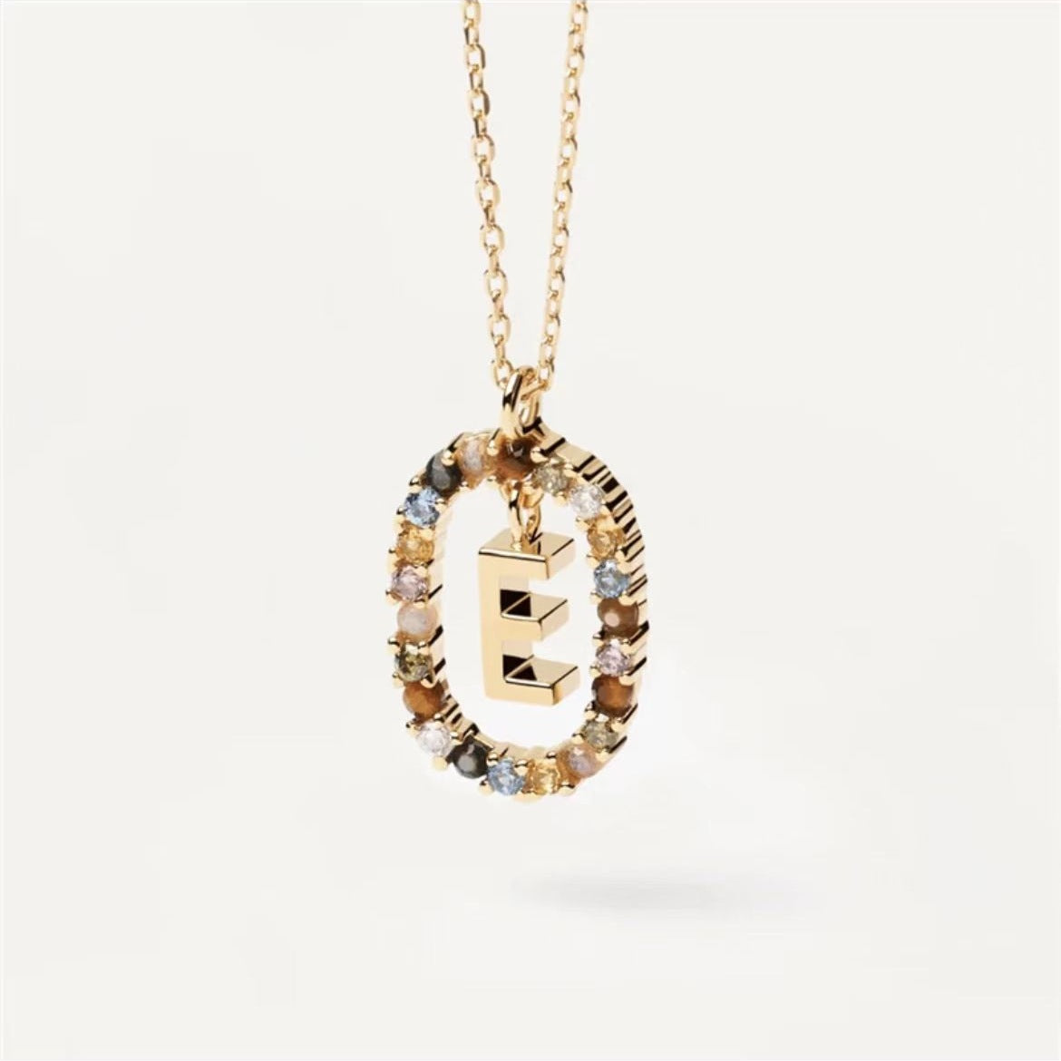 Collar de piedras de imitación con letras a elección, joyería de moda de 18 quilates