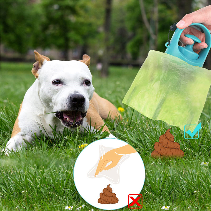 Recogedor de excrementos para perros ligero y portátil con dispensador de Bolsa para popó incorporado, pala de ocho garras