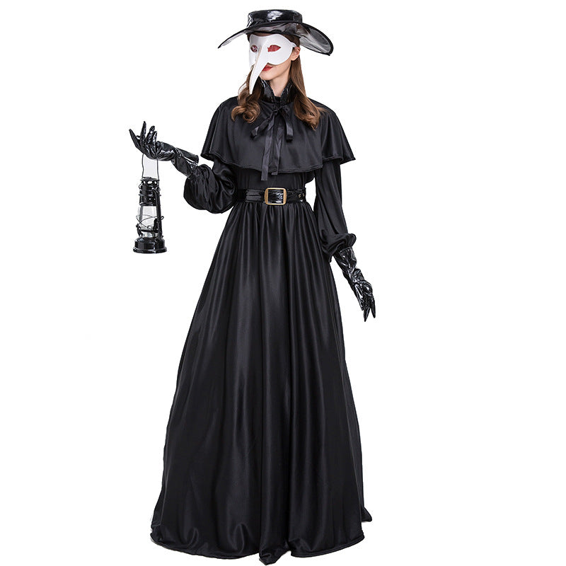 Traje de bruja medieval, Disfraz de Halloween, traje negro