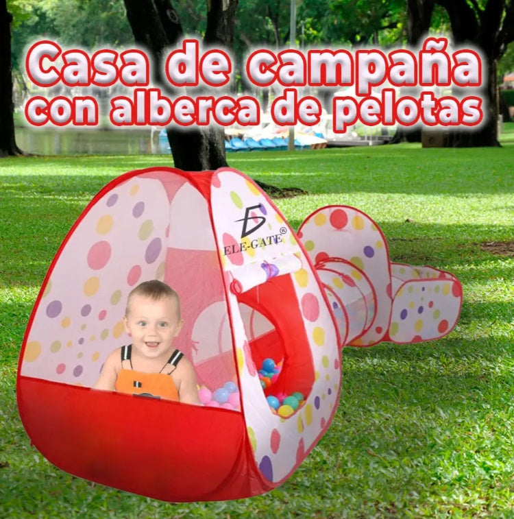 Set Infantil 3 en 1 | Piscina de Bolas, Túnel y Carpa de Aventura