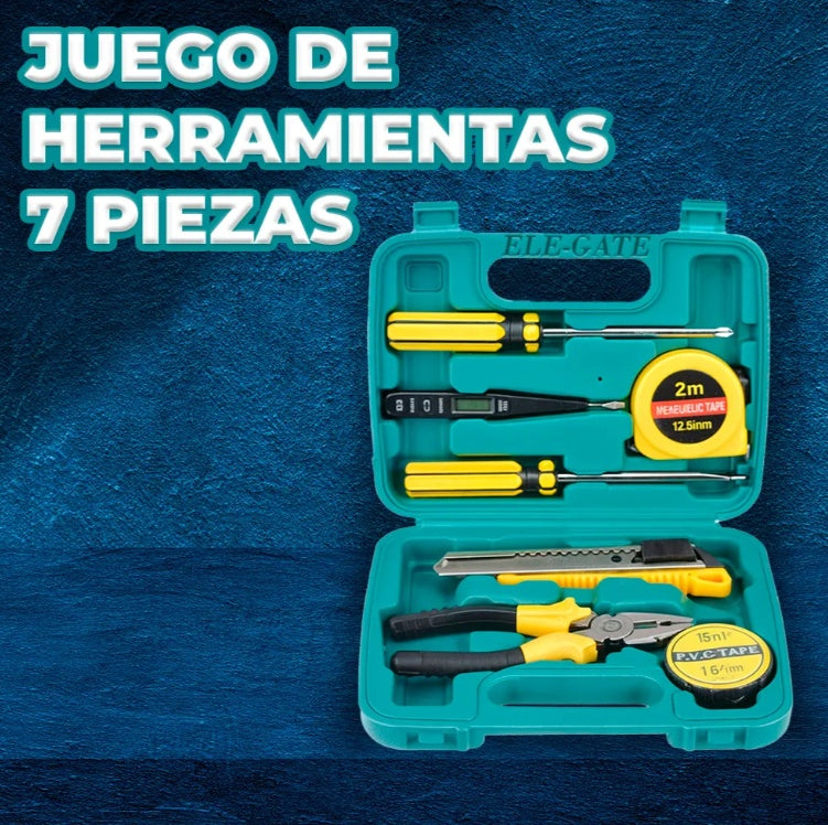 Caja de Herramientas con Set de 7 Piezas para Mantenimiento del Hogar