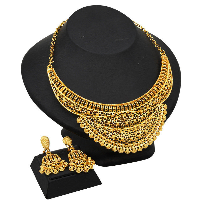 Conjunto de bisutería chapado en oro de 24 quilates con aretes, hermoso conjunto de bijou de distintas figuras