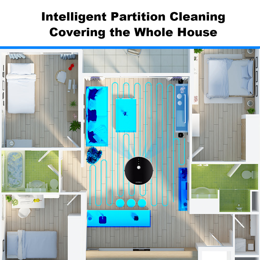 INGVY Robot aspirador para barrido y limpieza; robot aspirador por mapa, memoria, partición inteligente, aplicación WiFi, tanque de agua eléctrico, simula trapo húmeda