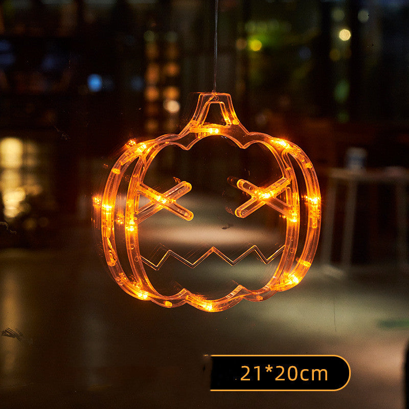 Luces LED colgantes para ventana de Halloween, araña, calabaza, fantasma colgante, luces de atmósfera de terror, decoración del hogar