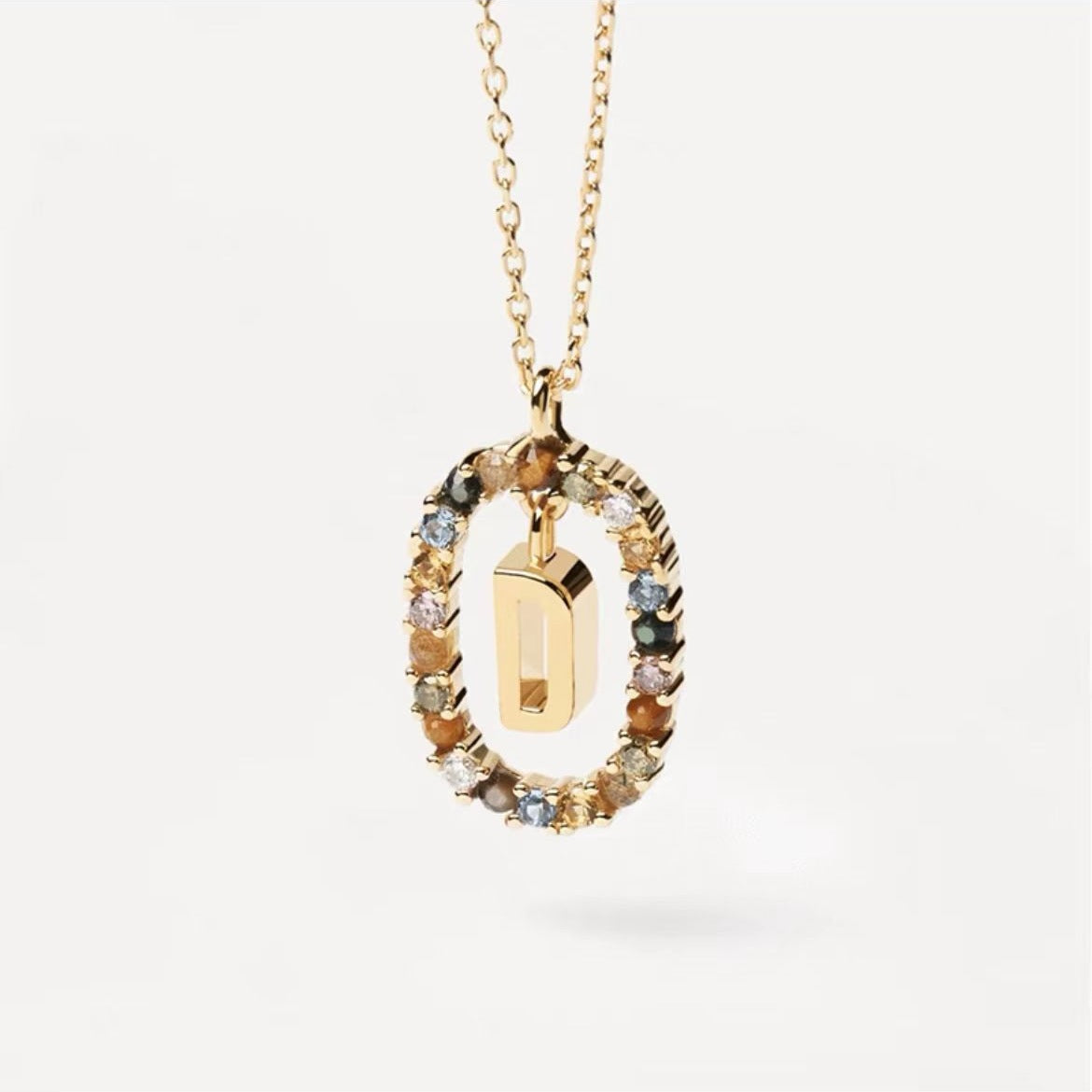 Collar de piedras de imitación con letras a elección, joyería de moda de 18 quilates