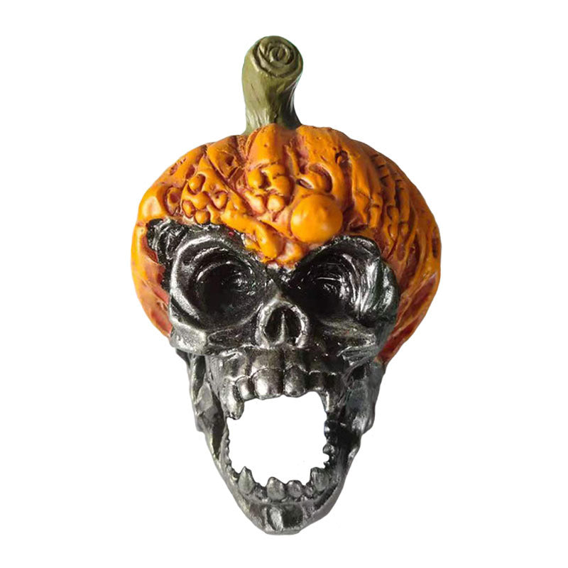 Adorno de resina de Halloween con calavera de calabaza malvada, decoración