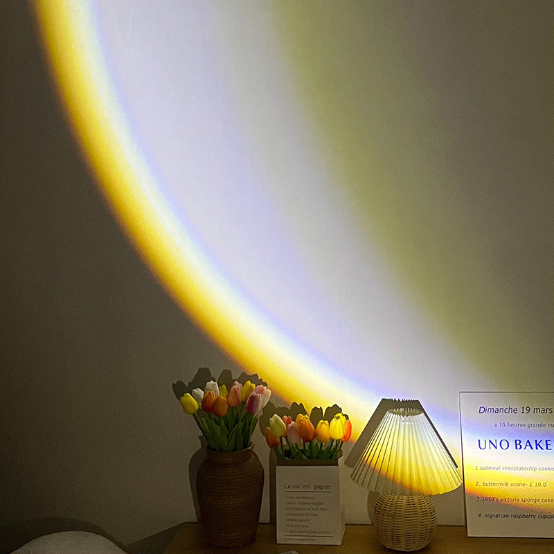 Lámpara LED de Luna con USB, proyector de luz de atardecer nocturno de neón de arcoíris, iluminación de ambiente de pared para fotografía, decoración del hogar y dormitorio
