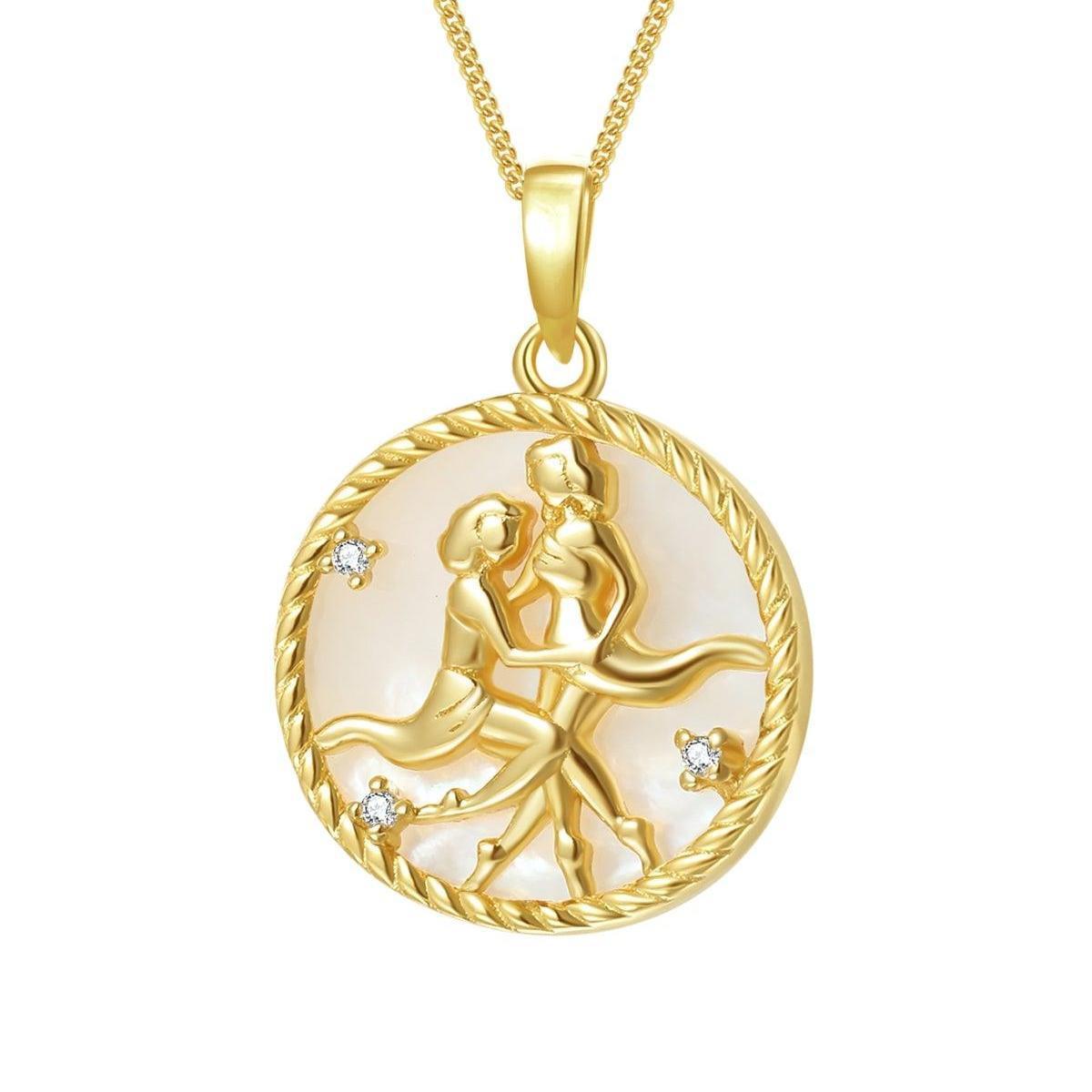 Collar de circonitas con 12 constelaciones de moneda redonda, COLLAR con dije de SIGNO del ZODIACO