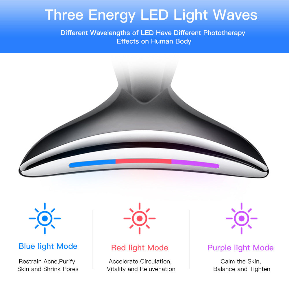 Dispositivo de microcorriente EMS con 3 colores para tratamiento facial, terapia de fotos LED para estiramiento de la piel. Reducir los dispositivos de estiramiento facial de papada