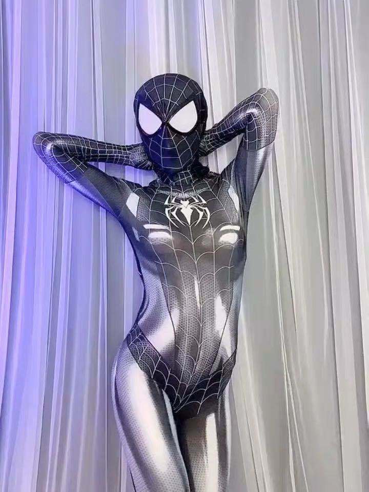 Body de lycra negro para mujer de Mujer ARAÑA; Cuerpo sexy y espectacular de Spidergirl