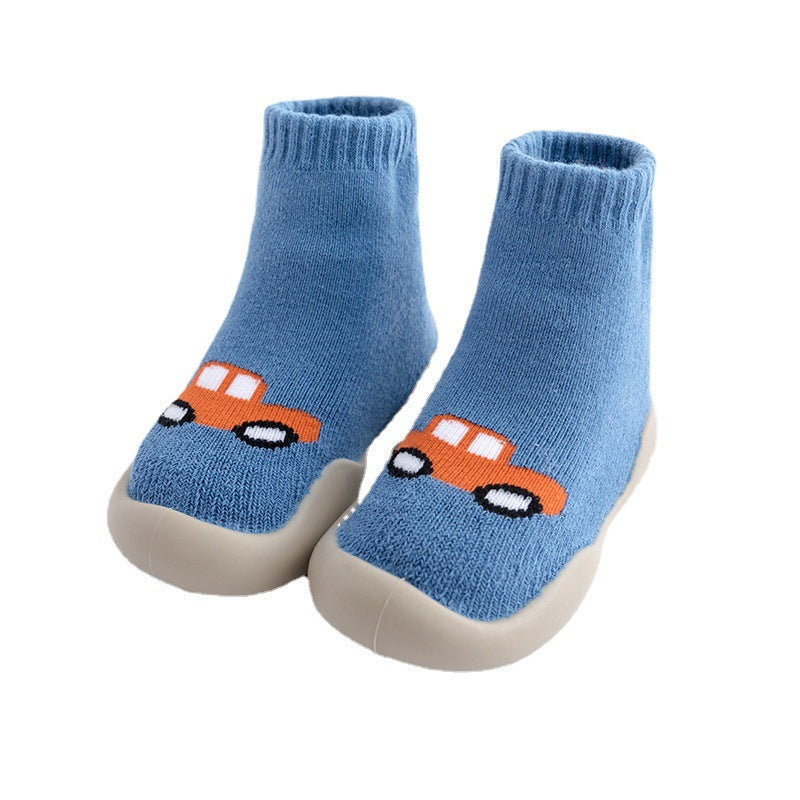 Calcetines tipo bota con base de goma para bebés, cálidos, suaves y gruesos, ideales para los primeros pasos