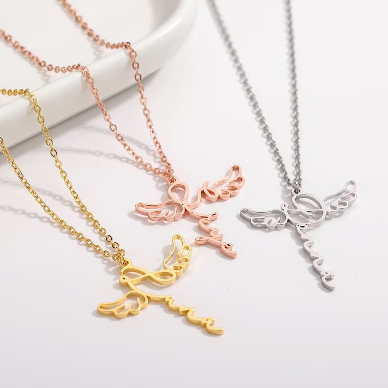 Collar para formar tu NOMBRE con dijes de alas de ángel -