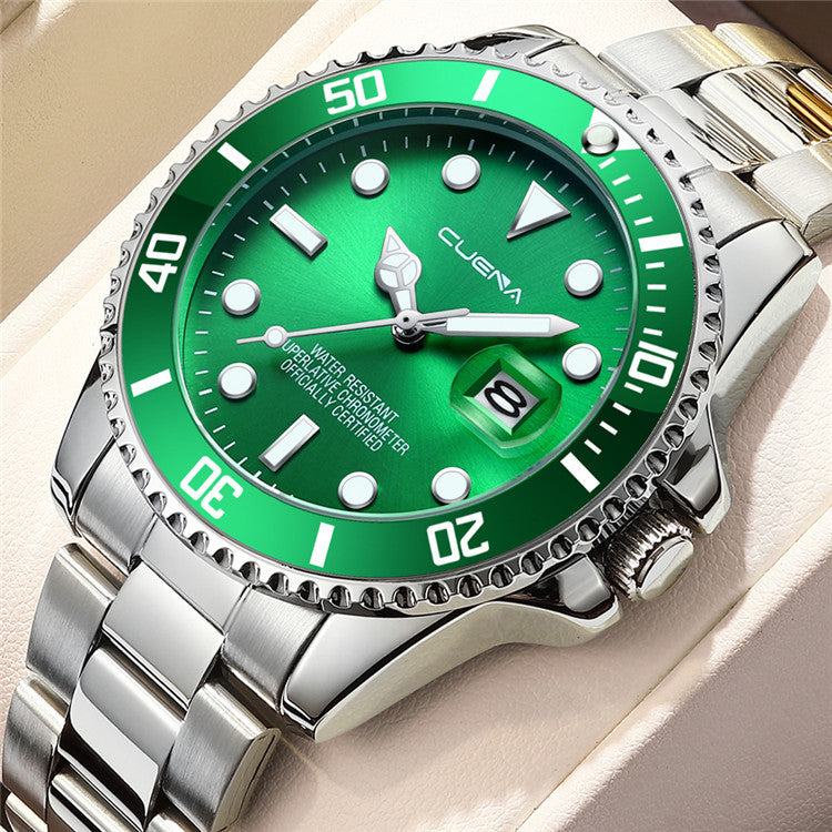 Reloj De Cuarzo Correa De Acero, sin batería, reloj de hombre, fecha, cuerda automática, impermeable, marca de acero inoxidable, de lujo para hombre