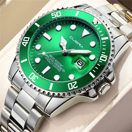 Reloj De Cuarzo Correa De Acero, sin batería, reloj de hombre, fecha, cuerda automática, impermeable, marca de acero inoxidable, de lujo para hombre