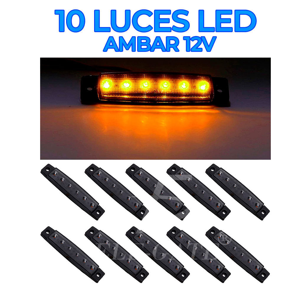 Juego de 10 Luces LED Ámbar para Señalización de automóviles, camiones, remolques