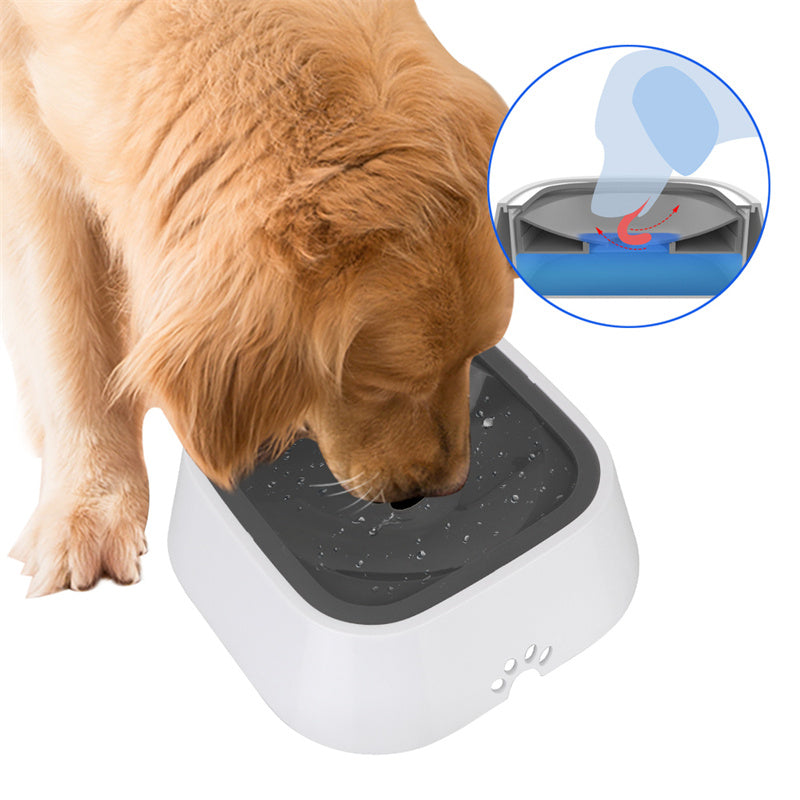 Cuenco de agua para perros y gatos de 1,5 l, cuenco flotante transportado, dispensador de alimentador de agua lento antidesbordamiento, fuente para mascotas,