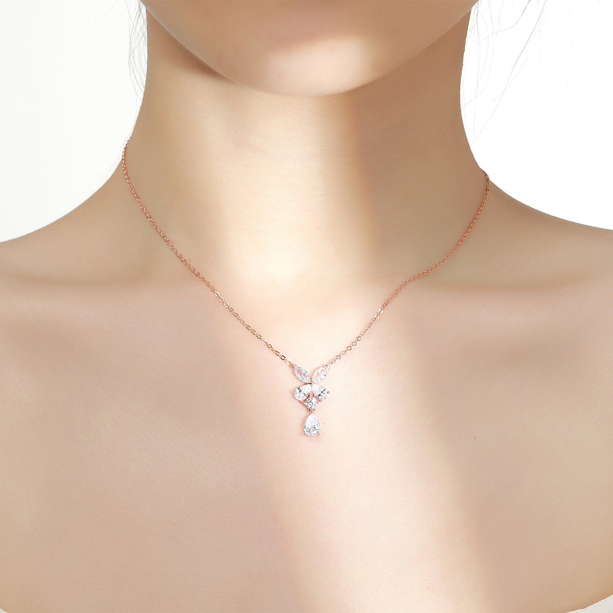 Collar Mujer Todo Fósforo Plata de ley Diseño Zirconio