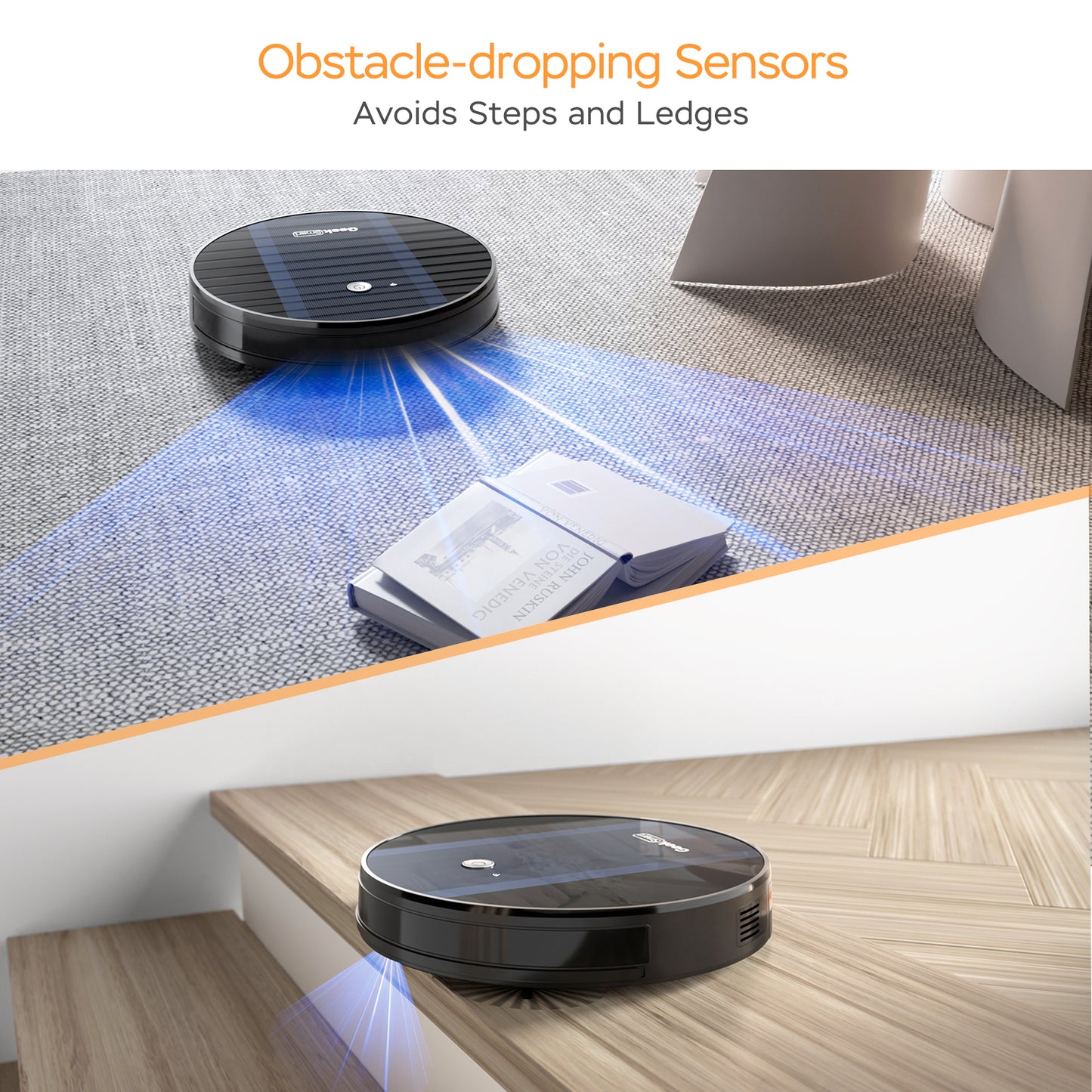Robot aspirador inteligente Geek G6 Plus, ultrafino, fuerte succión de 1800 Pa, autocarga automática, conectividad WiFi, control de aplicaciones