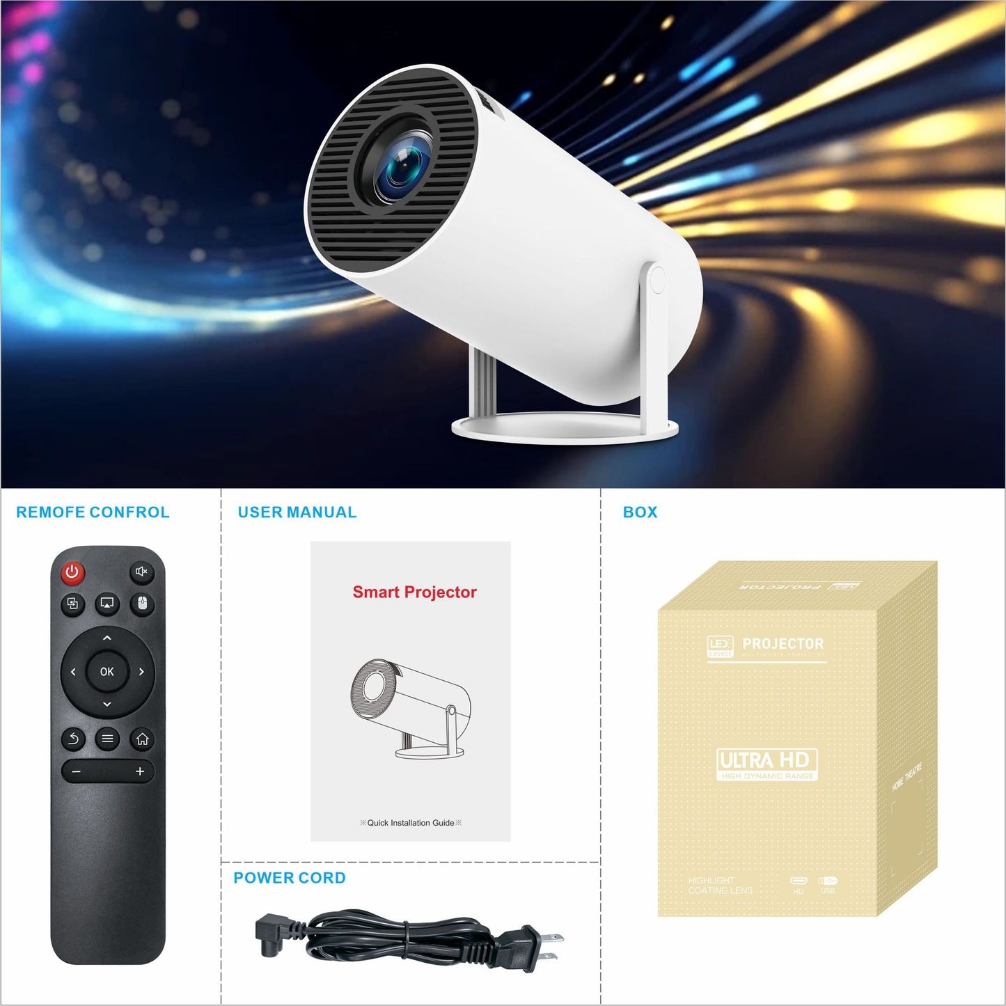 Proyector profesional HY300 para cine en casa, entretenimiento, proyector pequeño portátil