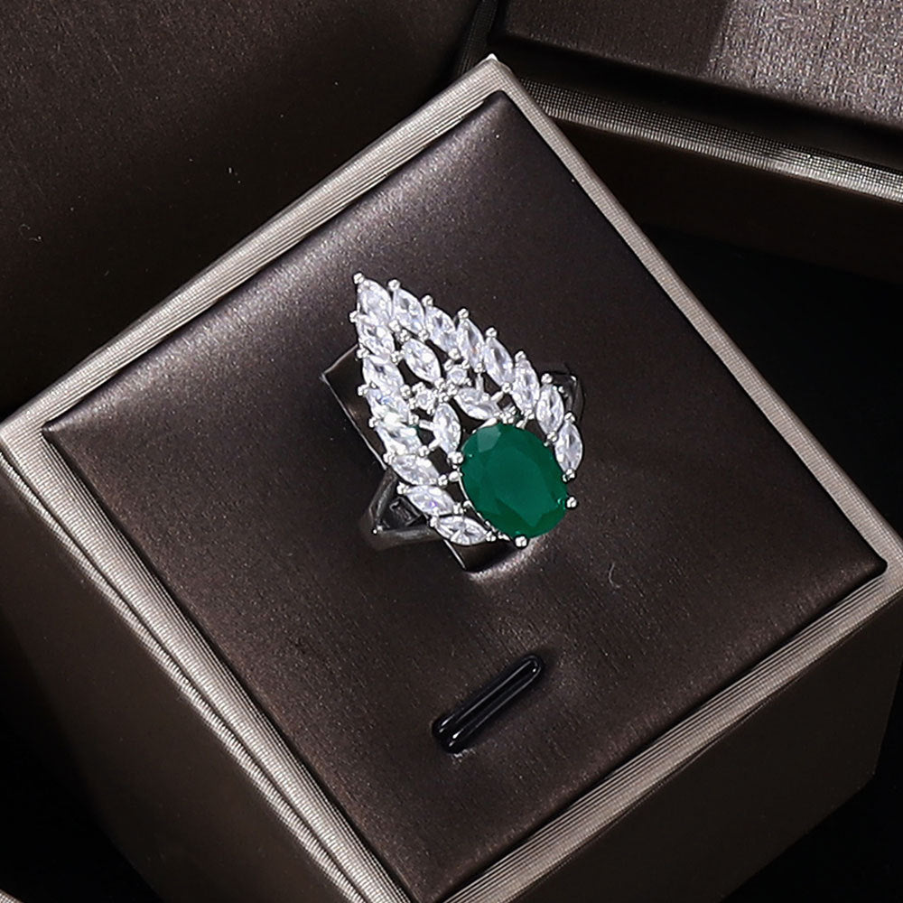 Joyería nupcial de circón brillante traje joyería de mujer, conjunto de piedras preciosas, Collar+colgantes*1 par+anillo+pulsera