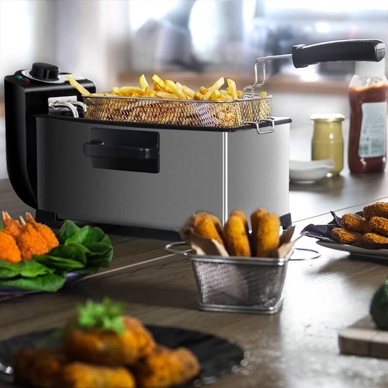Freidora Electromecánica 3L, Freidora de Papas 3L con Recubrimiento Antiadherente
