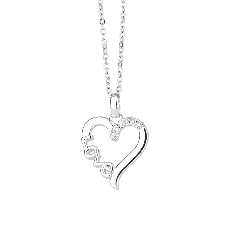 Collar con colgante de acero de titanio con diseño de corazón creativo LOVE