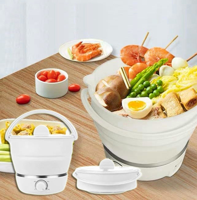 Cocina eléctrica plegable portátil de viaje, olla caliente eléctrica multifuncional, Mini Cocina eléctrica de silicona de grado alimenticio, segura y multifuncional