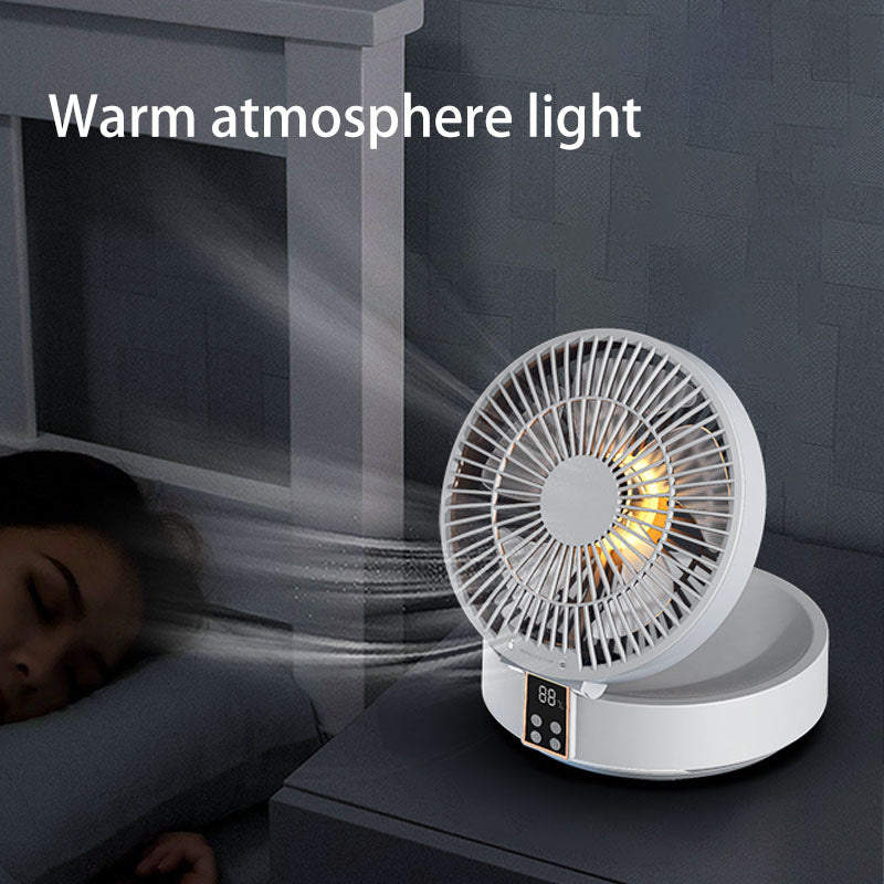 Ventilador plegable eléctrico con luz nocturna, ventilador de pared, Silencioso,enfriador de aire para el hogar con control remoto