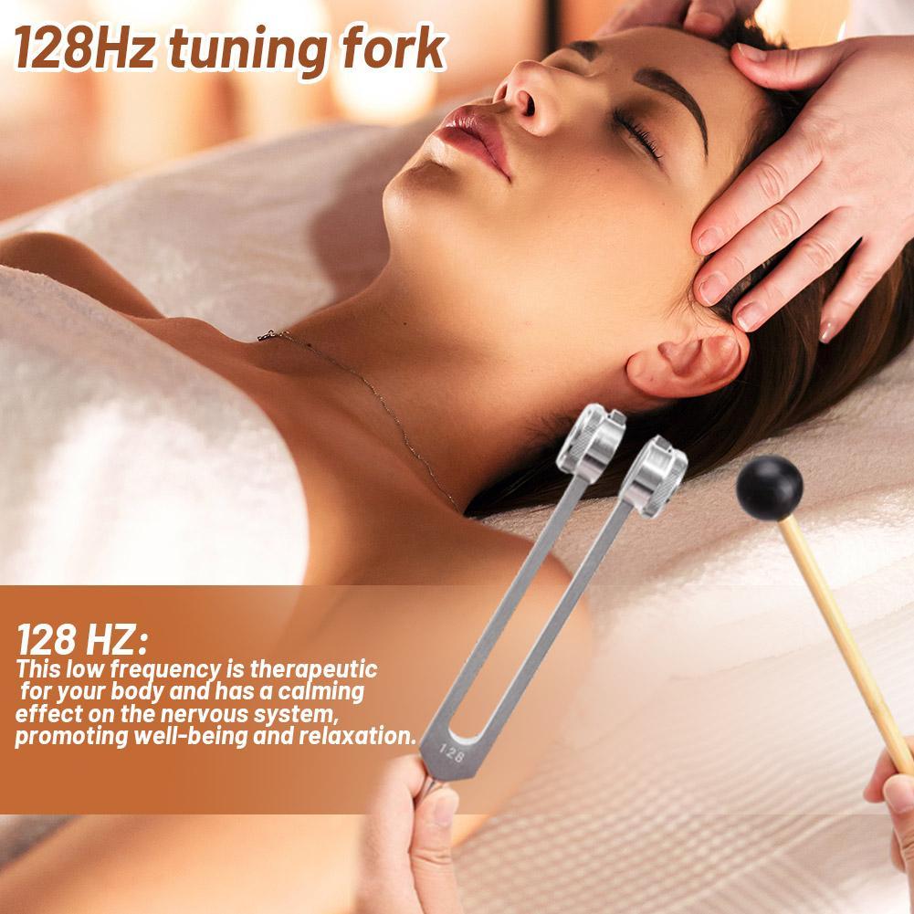Diapasón bioacústico con peso de 128 Hz para sanación de chakras, terapia de sonido y alivio del estrés.