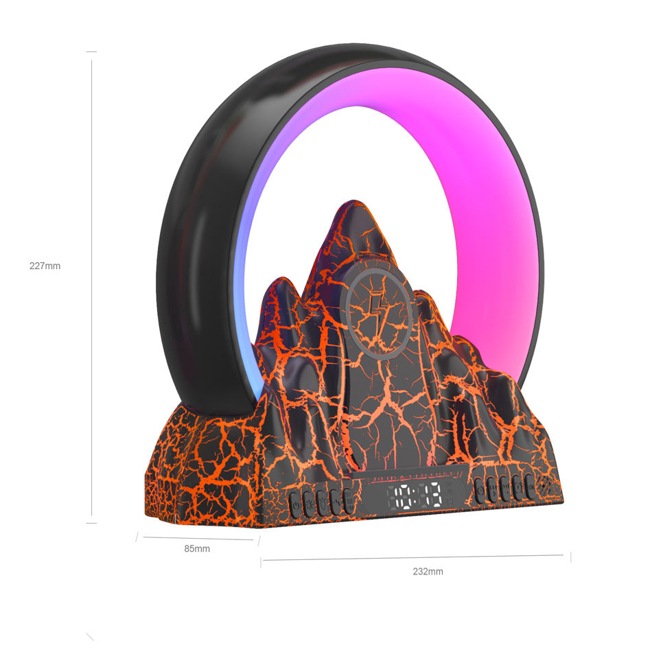 Reloj despertador de carga inalámbrico Colorful Flame Mountain, multifuncional con Luz LED distintos colores de proyección