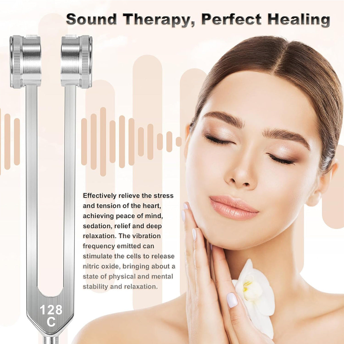 Diapasón bioacústico con peso de 128 Hz para sanación de chakras, terapia de sonido y alivio del estrés.