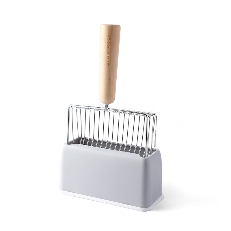 Filtro de Metal para limpiar arenero de gatos, juego para pala para limpiar, herramienta de limpieza de excrementos, mango de madera grande, suministros para mascotas