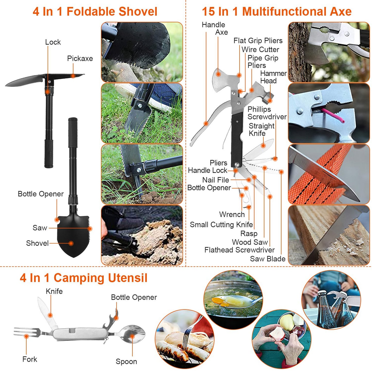 Kit de supervivencia 125 en 1, herramientas y suministros de emergencia, senderismo