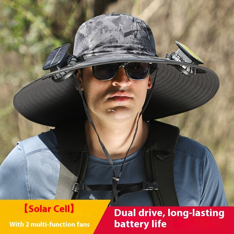 Sombrero con Doble Ventilador Solar – Anti-Calor, Impermeable y Transpirable