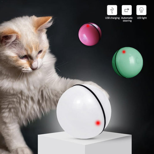 Pelota de juguete electrónica con láser LED y ruedas para gatos.