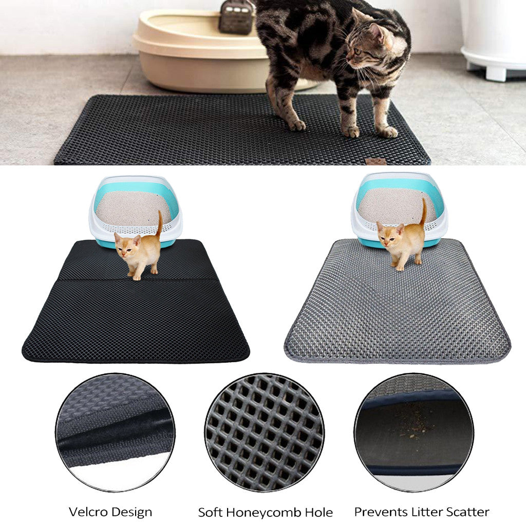Almohadillas de cama para gatos de doble capa, alfombra que recoge las piedritas y residuos de sus patitas